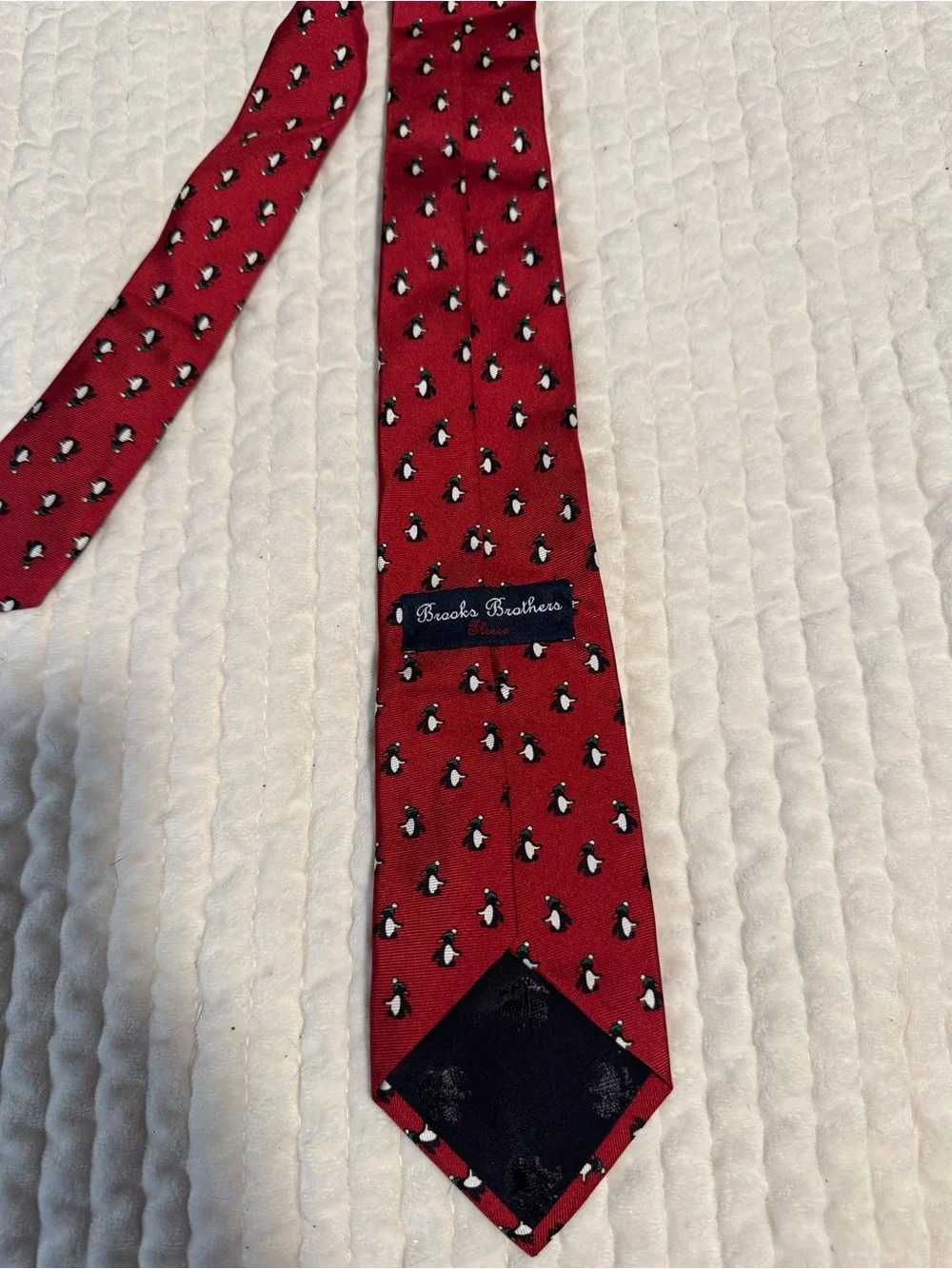 Brooks Brothers Red Kids Tie with Penguin Motif